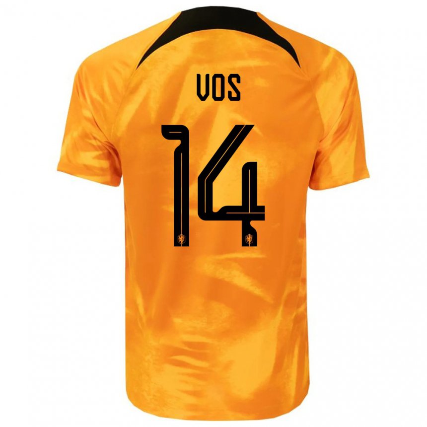 Mujer Camiseta Países Bajos Silvano Vos #14 Naranja Láser 1ª Equipación 22-24 La Camisa