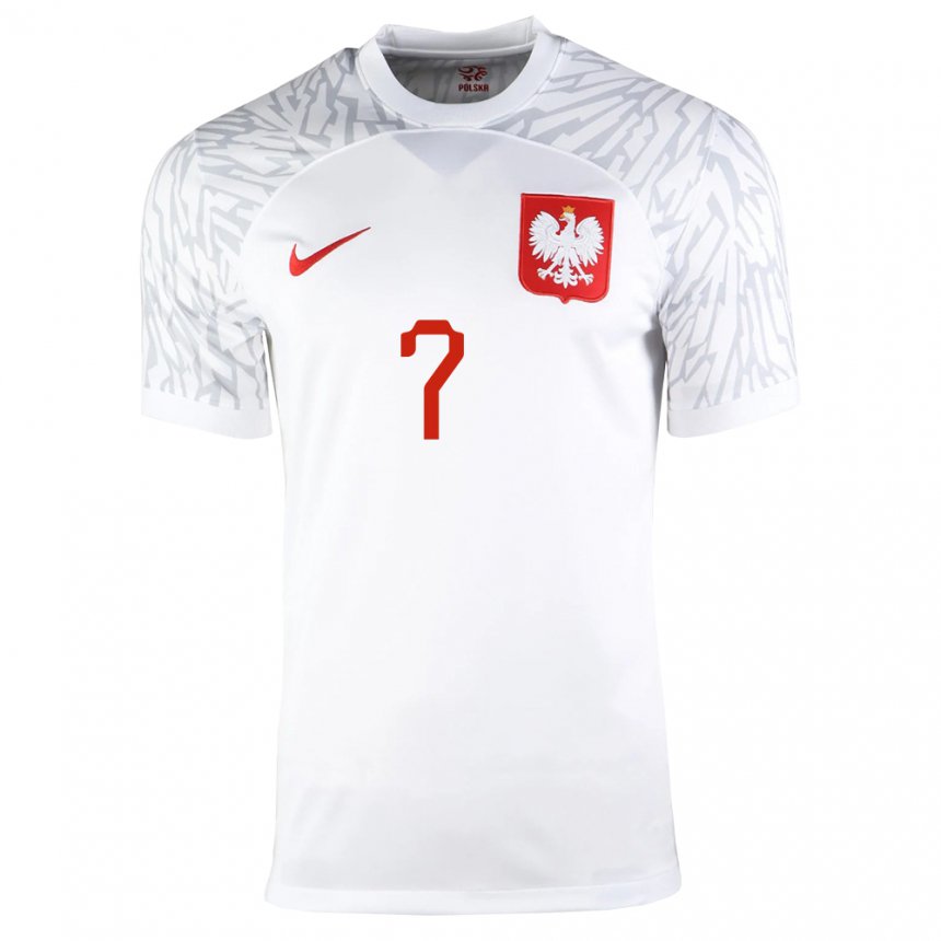 Mujer Camiseta Polonia Malgorzata Mesjasz #7 Blanco 1ª Equipación 22-24 La Camisa