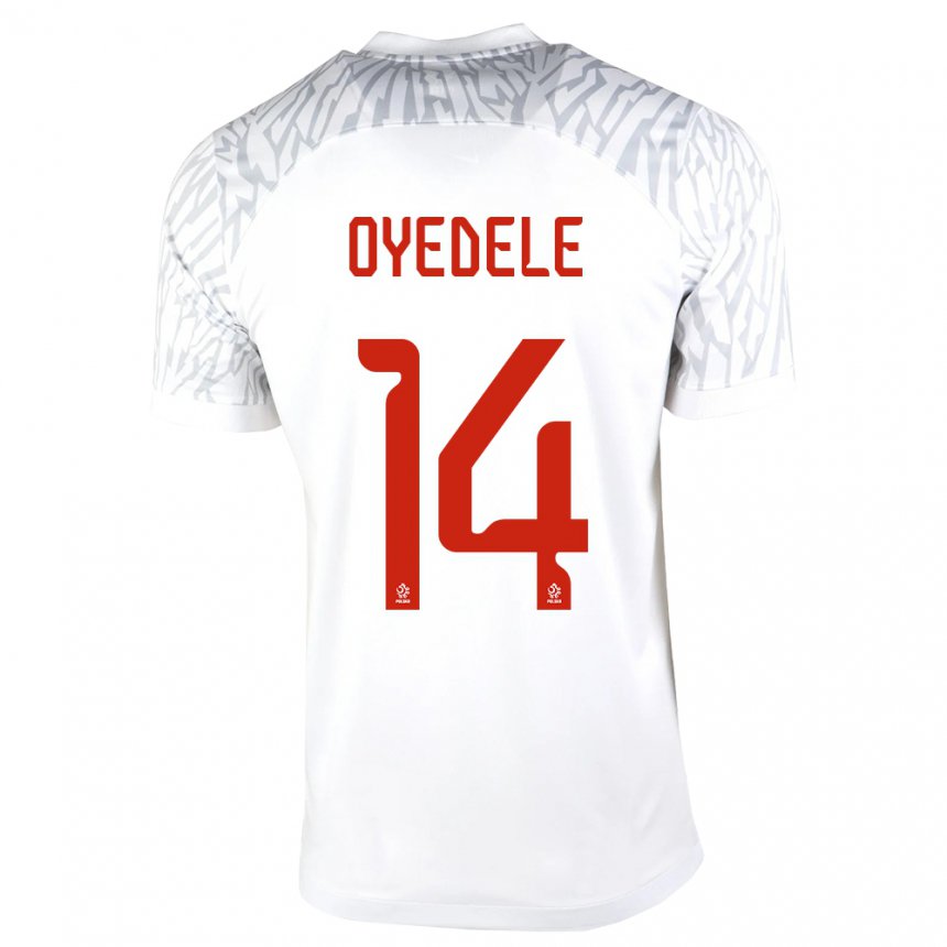 Mujer Camiseta Polonia Maximillian Oyedele #14 Blanco 1ª Equipación 22-24 La Camisa