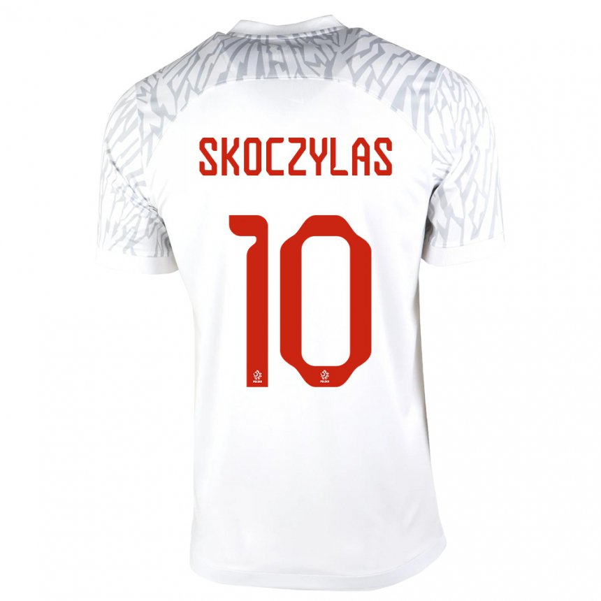 Mujer Camiseta Polonia Mateusz Skoczylas #10 Blanco 1ª Equipación 22-24 La Camisa