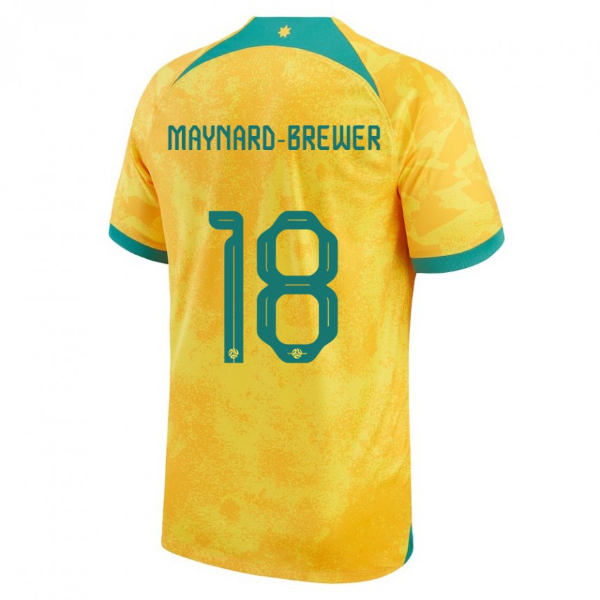 Mujer Camiseta Australia Ashley Maynard Brewer #18 Dorado 1ª Equipación 22-24 La Camisa