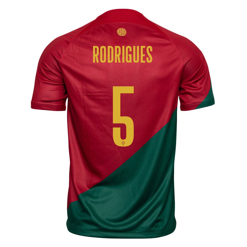 Mujer Camiseta Portugal Rafael Rodrigues #5 Rojo Verde 1ª Equipación 22-24 La Camisa