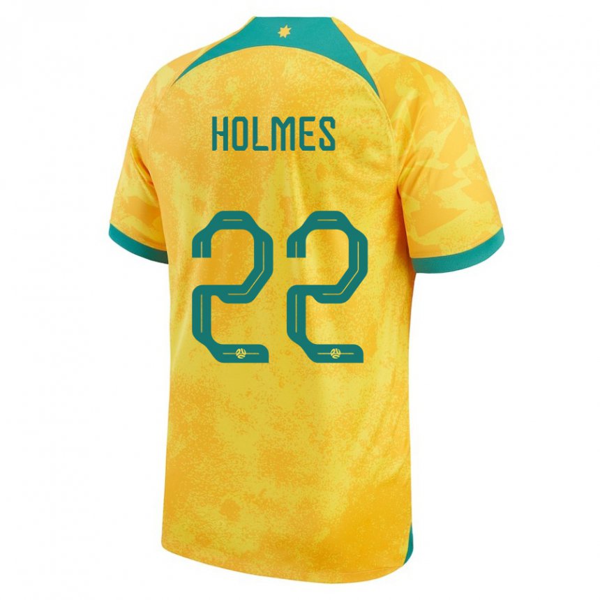 Mujer Camiseta Australia Jordan Holmes #22 Dorado 1ª Equipación 22-24 La Camisa
