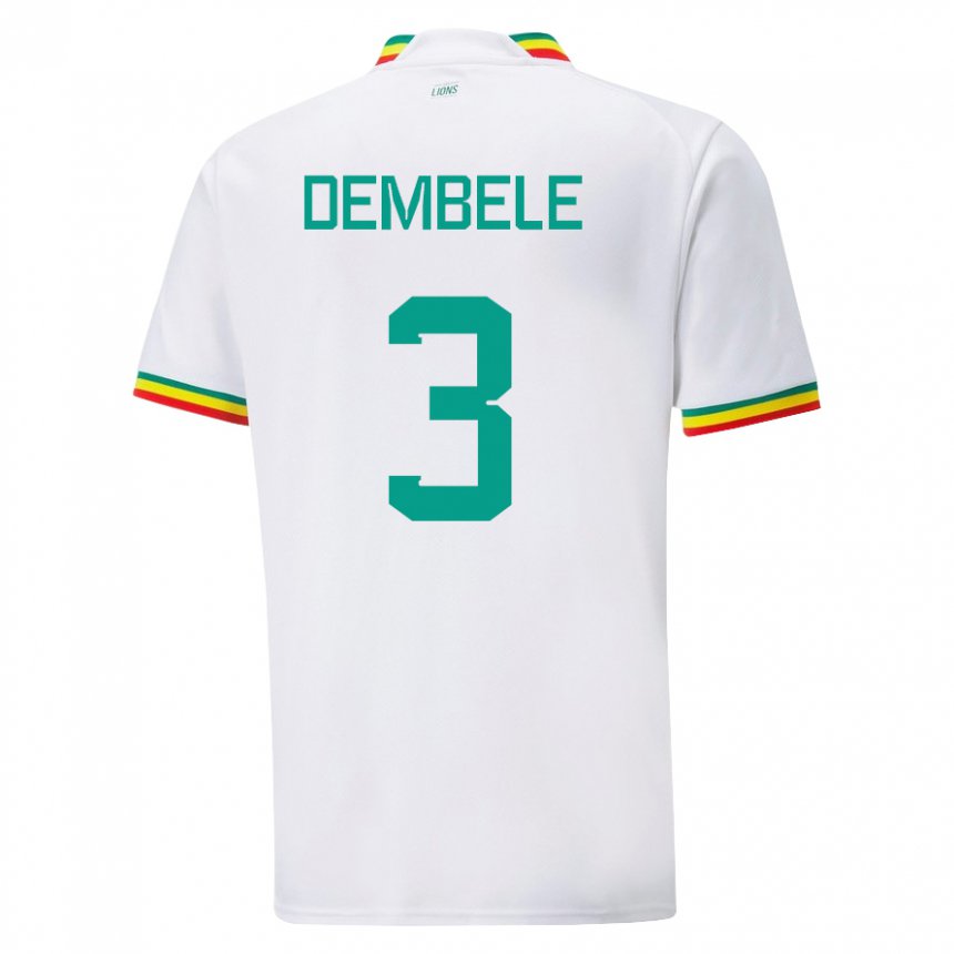 Mujer Camiseta Senegal Anta Dembele #3 Blanco 1ª Equipación 22-24 La Camisa