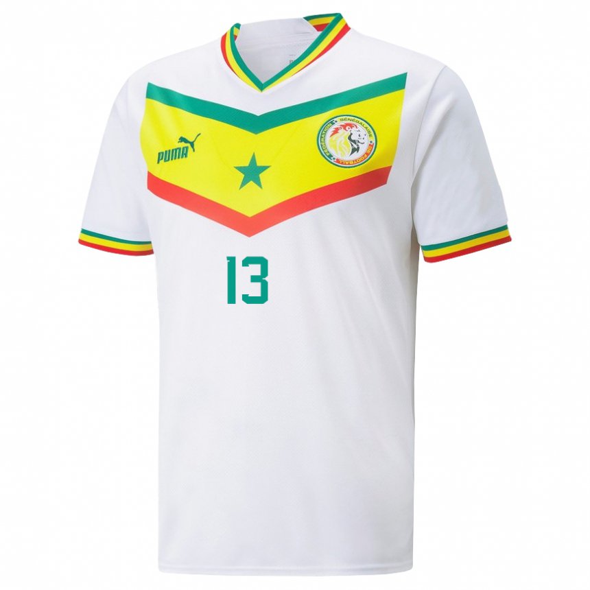 Mujer Camiseta Senegal Jeannette Sagna #13 Blanco 1ª Equipación 22-24 La Camisa
