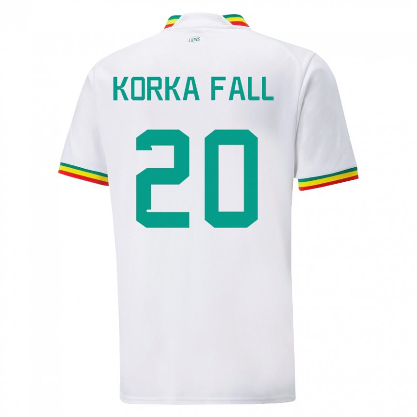 Mujer Camiseta Senegal Korka Fall #20 Blanco 1ª Equipación 22-24 La Camisa