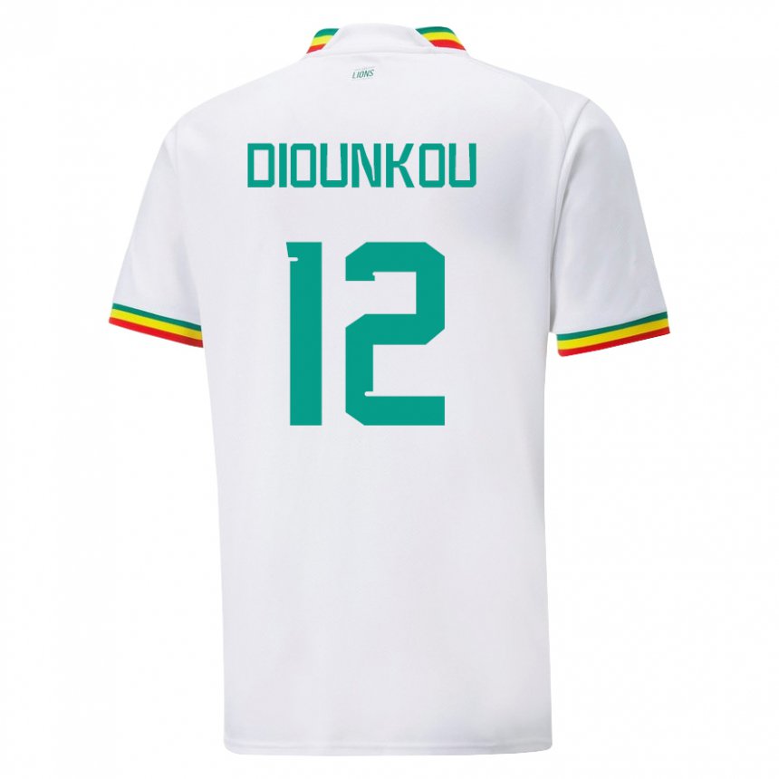 Mujer Camiseta Senegal Alpha Diounkou #12 Blanco 1ª Equipación 22-24 La Camisa
