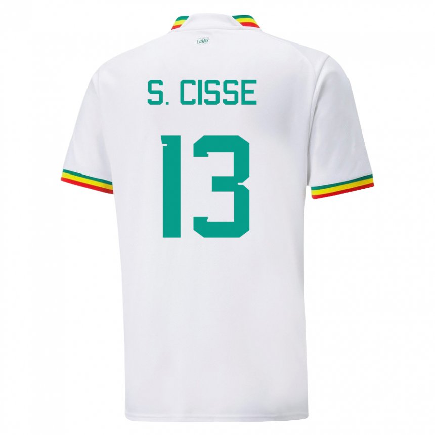 Mujer Camiseta Senegal Souleymane Cisse #13 Blanco 1ª Equipación 22-24 La Camisa