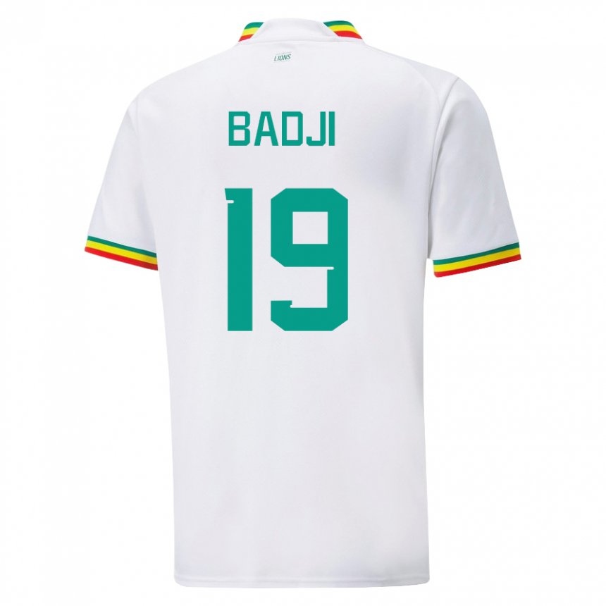 Mujer Camiseta Senegal Youssouph Badji #19 Blanco 1ª Equipación 22-24 La Camisa