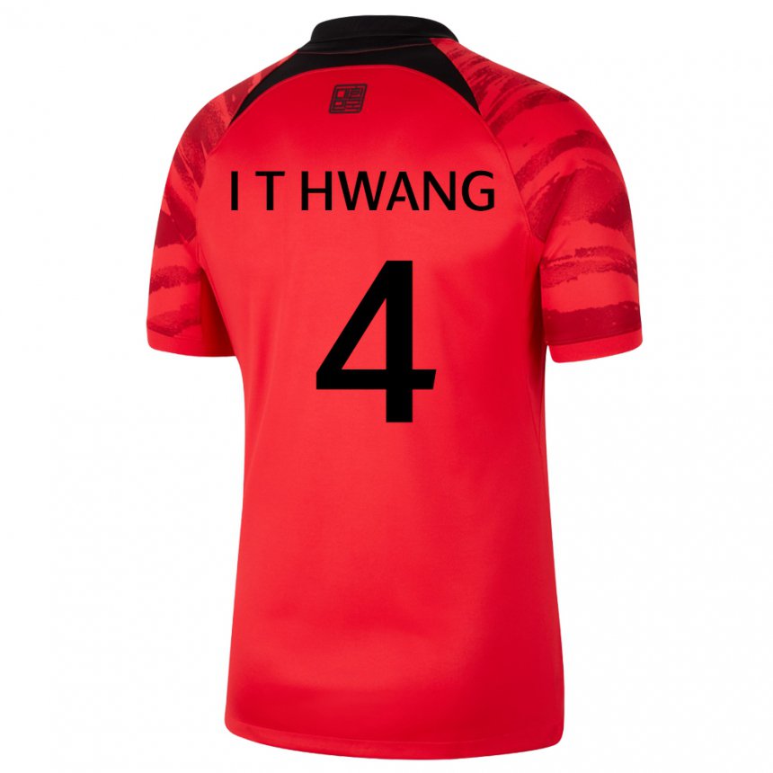 Mujer Camiseta Corea Del Sur Hwang In Taek #4 Negro Rojo 1ª Equipación 22-24 La Camisa