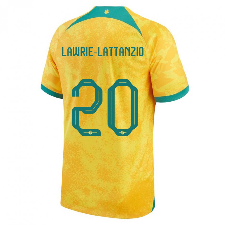 Mujer Camiseta Australia Luis Lawrie Lattanzio #20 Dorado 1ª Equipación 22-24 La Camisa