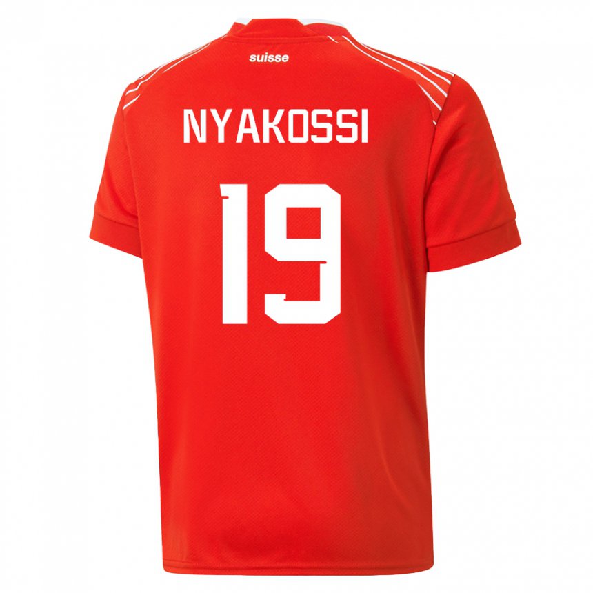 Mujer Camiseta Suiza Roggerio Nyakossi #19 Rojo 1ª Equipación 22-24 La Camisa