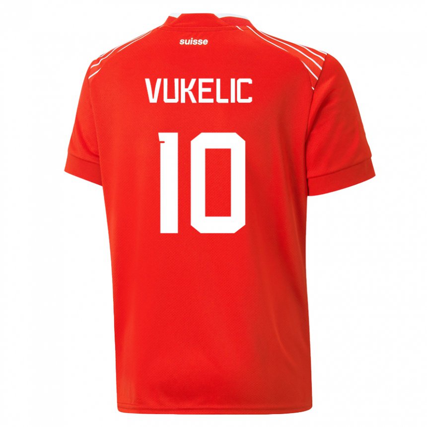 Mujer Camiseta Suiza Mile Vukelic #10 Rojo 1ª Equipación 22-24 La Camisa