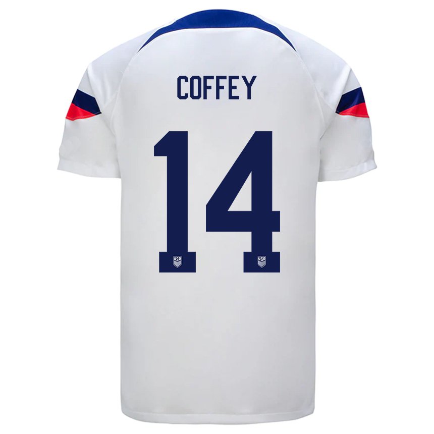Mujer Camiseta Estados Unidos Sam Coffey #14 Blanco 1ª Equipación 22-24 La Camisa