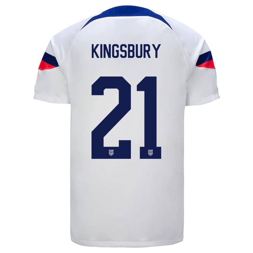 Mujer Camiseta Estados Unidos Aubrey Kingsbury #21 Blanco 1ª Equipación 22-24 La Camisa