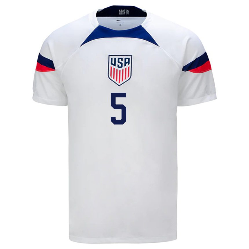 Mujer Camiseta Estados Unidos Thomas Williams #5 Blanco 1ª Equipación 22-24 La Camisa