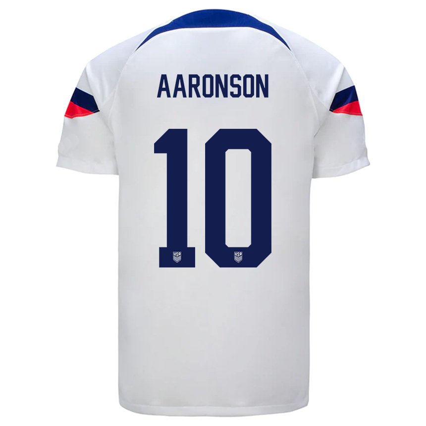 Mujer Camiseta Estados Unidos Paxten Aaronson #10 Blanco 1ª Equipación 22-24 La Camisa