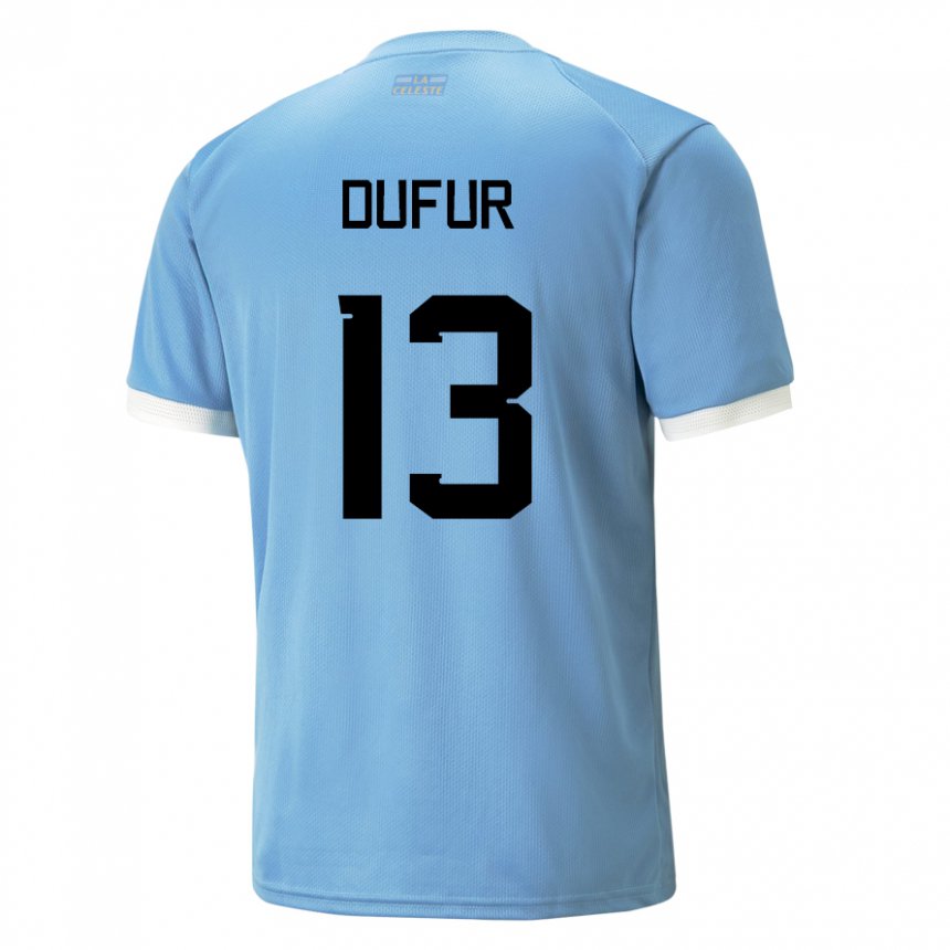 Mujer Camiseta Uruguay Lautaro Dufur #13 Azul 1ª Equipación 22-24 La Camisa