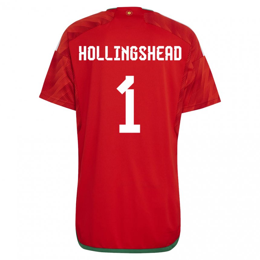 Mujer Camiseta Gales Ronnie Hollingshead #1 Rojo 1ª Equipación 22-24 La Camisa