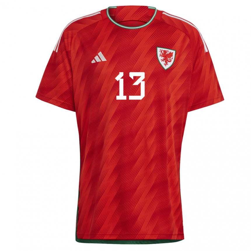 Mujer Camiseta Gales Scott Godden #13 Rojo 1ª Equipación 22-24 La Camisa
