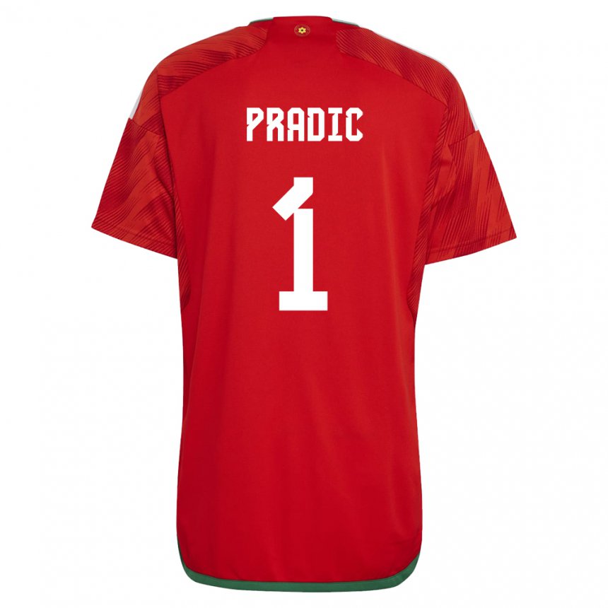 Mujer Camiseta Gales James Pradic #1 Rojo 1ª Equipación 22-24 La Camisa