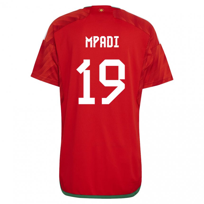 Mujer Camiseta Gales Japhet Mpadi #19 Rojo 1ª Equipación 22-24 La Camisa