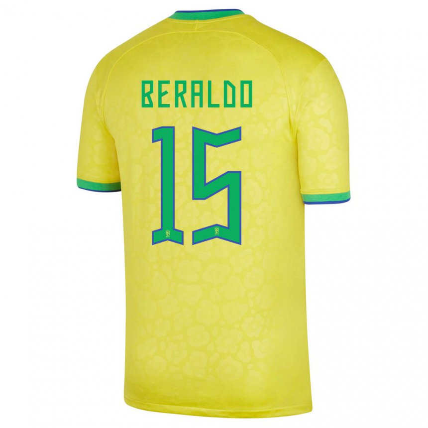 Mujer Camiseta Brasil Lucas Beraldo #15 Amarillo 1ª Equipación 22-24 La Camisa