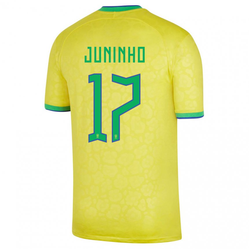 Mujer Camiseta Brasil Juninho #17 Amarillo 1ª Equipación 22-24 La Camisa