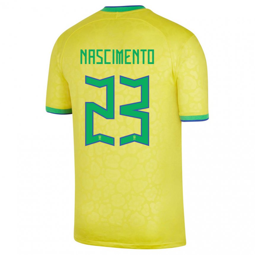 Mujer Camiseta Brasil Matheus Nascimento #23 Amarillo 1ª Equipación 22-24 La Camisa