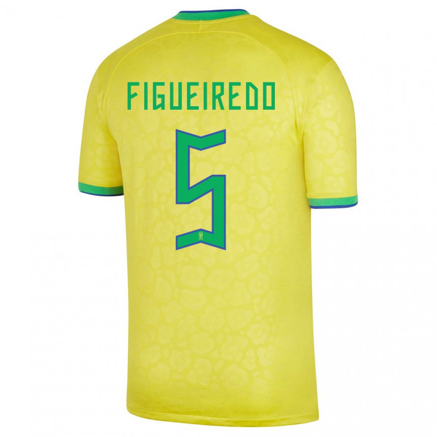 Mujer Camiseta Brasil Vitor Figueiredo #5 Amarillo 1ª Equipación 22-24 La Camisa
