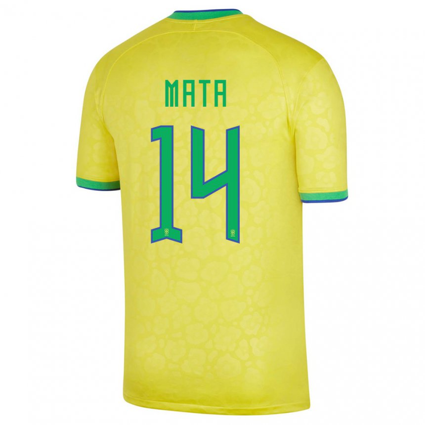 Mujer Camiseta Brasil Da Mata #14 Amarillo 1ª Equipación 22-24 La Camisa
