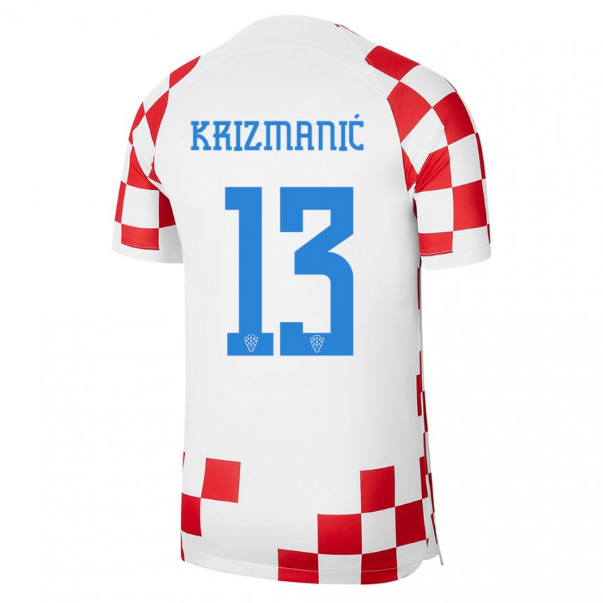 Mujer Camiseta Croacia Kresimir Krizmanic #13 Rojo Blanco 1ª Equipación 22-24 La Camisa