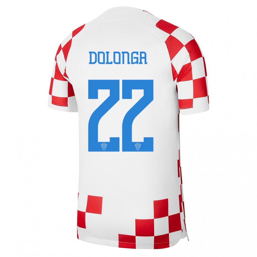 Mujer Camiseta Croacia Niko Dolonga #22 Rojo Blanco 1ª Equipación 22-24 La Camisa