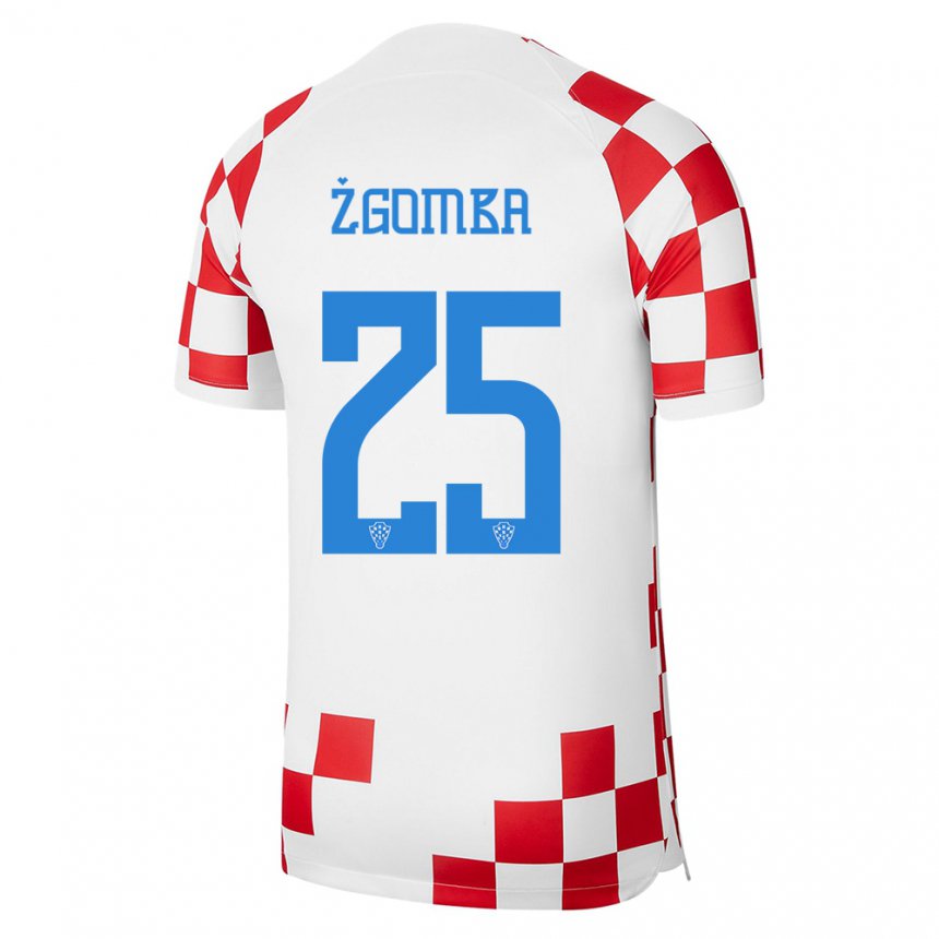 Mujer Camiseta Croacia Marin Zgomba #25 Rojo Blanco 1ª Equipación 22-24 La Camisa