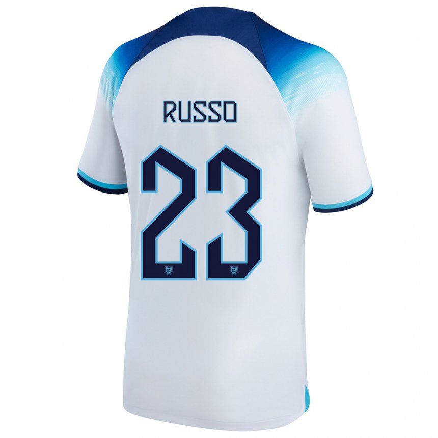 Mujer Camiseta Inglaterra Alessia Russo #23 Blanco Azul 1ª Equipación 22-24 La Camisa