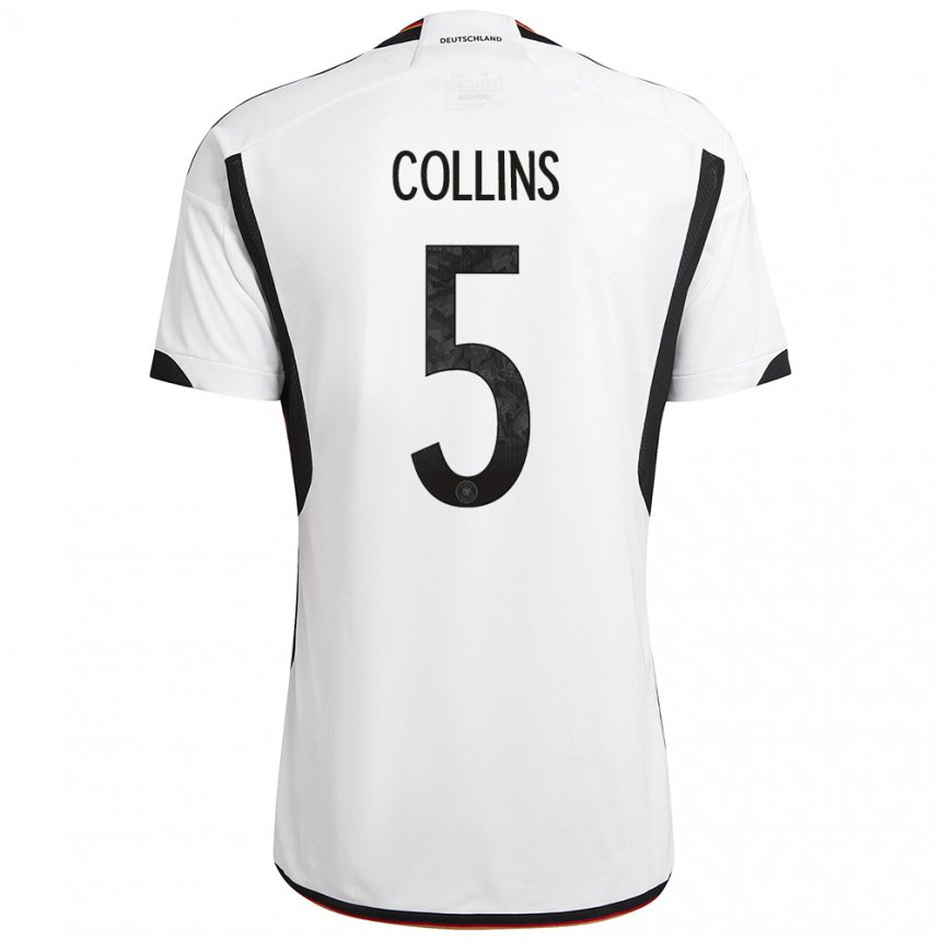 Mujer Camiseta Alemania Nnamdi Collins #5 Blanco Negro 1ª Equipación 22-24 La Camisa