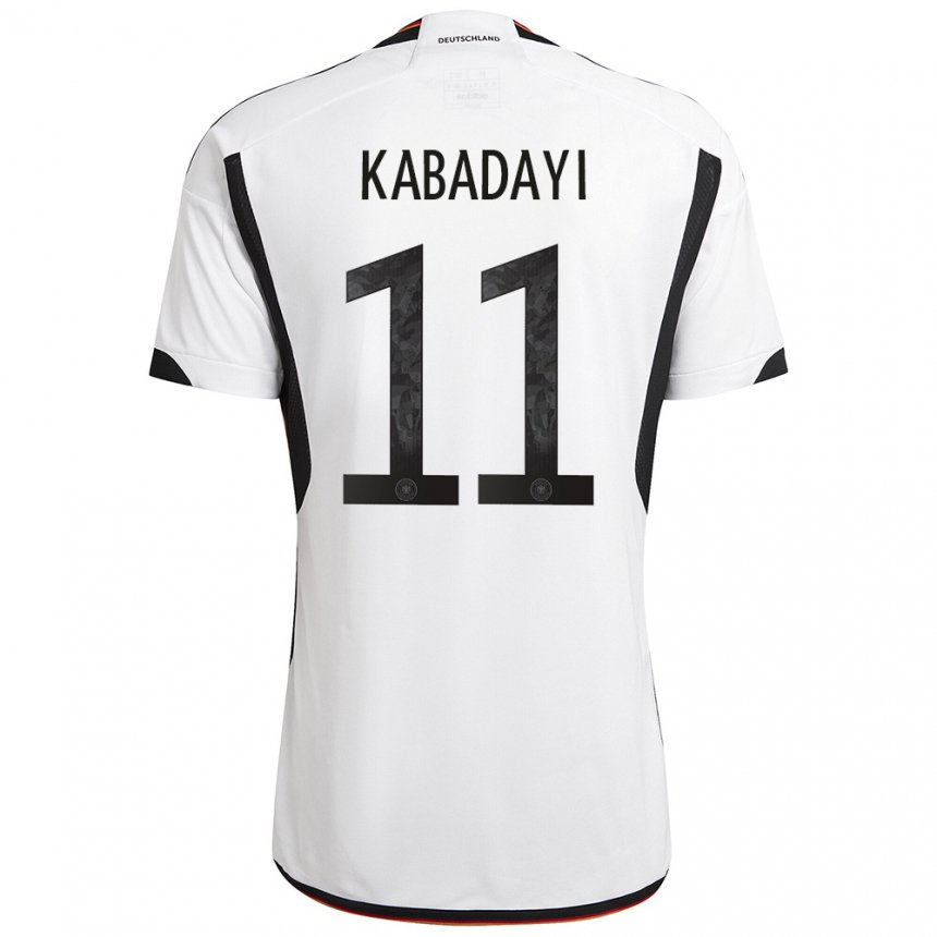 Mujer Camiseta Alemania Yusuf Kabadayi #11 Blanco Negro 1ª Equipación 22-24 La Camisa