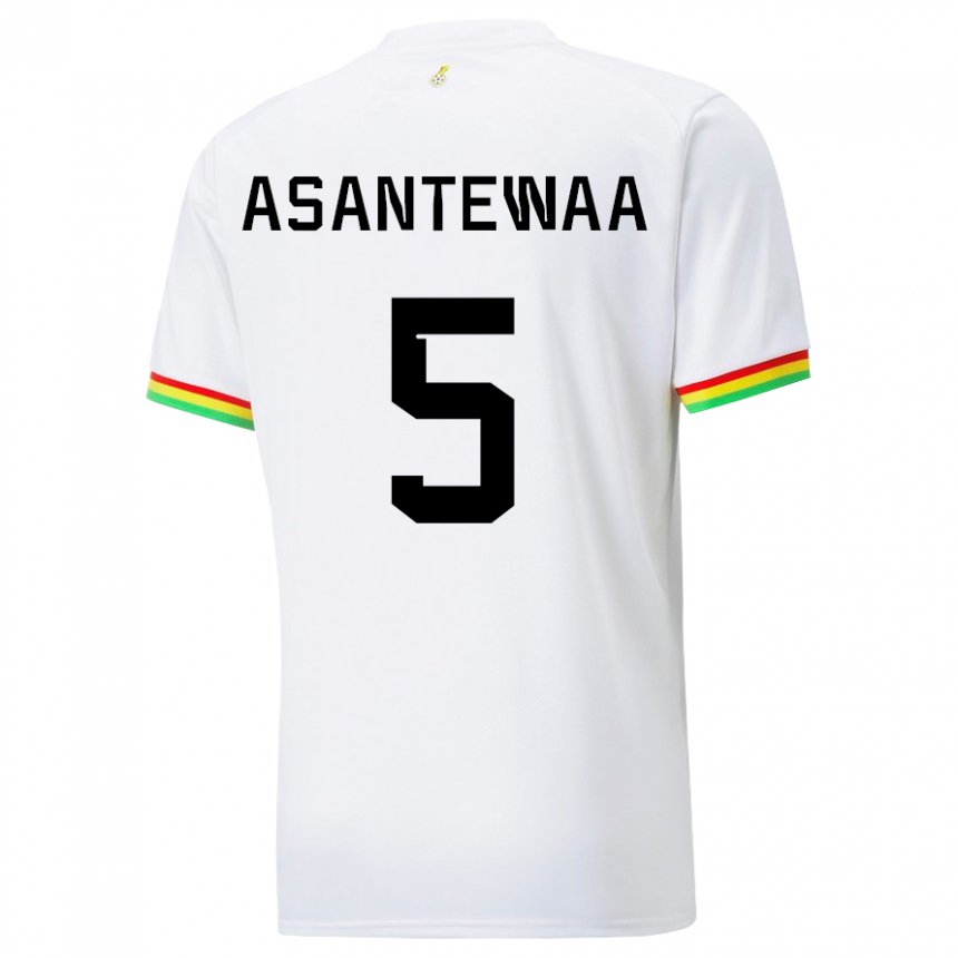 Mujer Camiseta Ghana Grace Asantewaa #5 Blanco 1ª Equipación 22-24 La Camisa