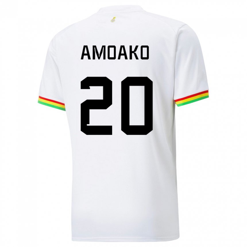 Mujer Camiseta Ghana Linda Amoako #20 Blanco 1ª Equipación 22-24 La Camisa