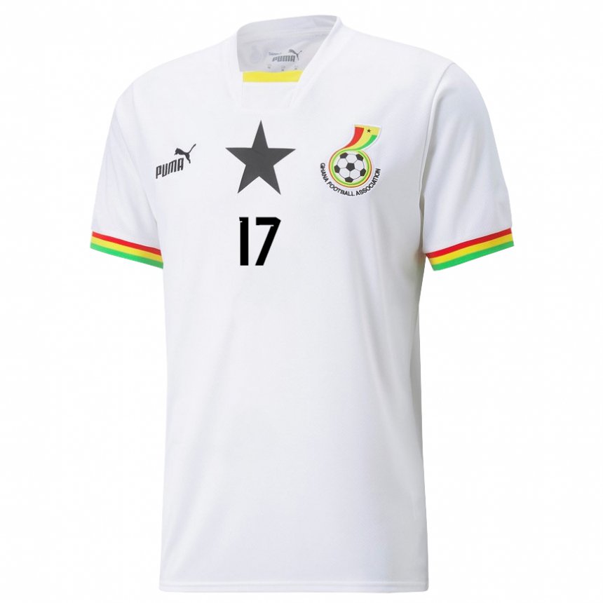 Mujer Camiseta Ghana Mustapha Yakubu #17 Blanco 1ª Equipación 22-24 La Camisa