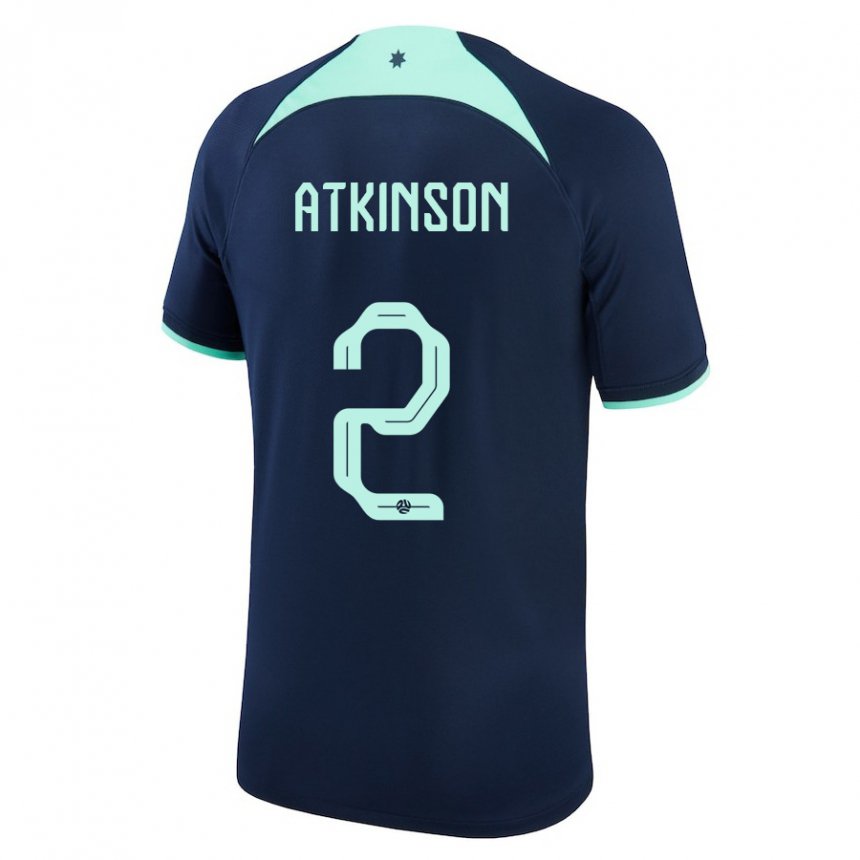 Mujer Camiseta Australia Nathaniel Atkinson #2 Azul Oscuro 2ª Equipación 22-24 La Camisa