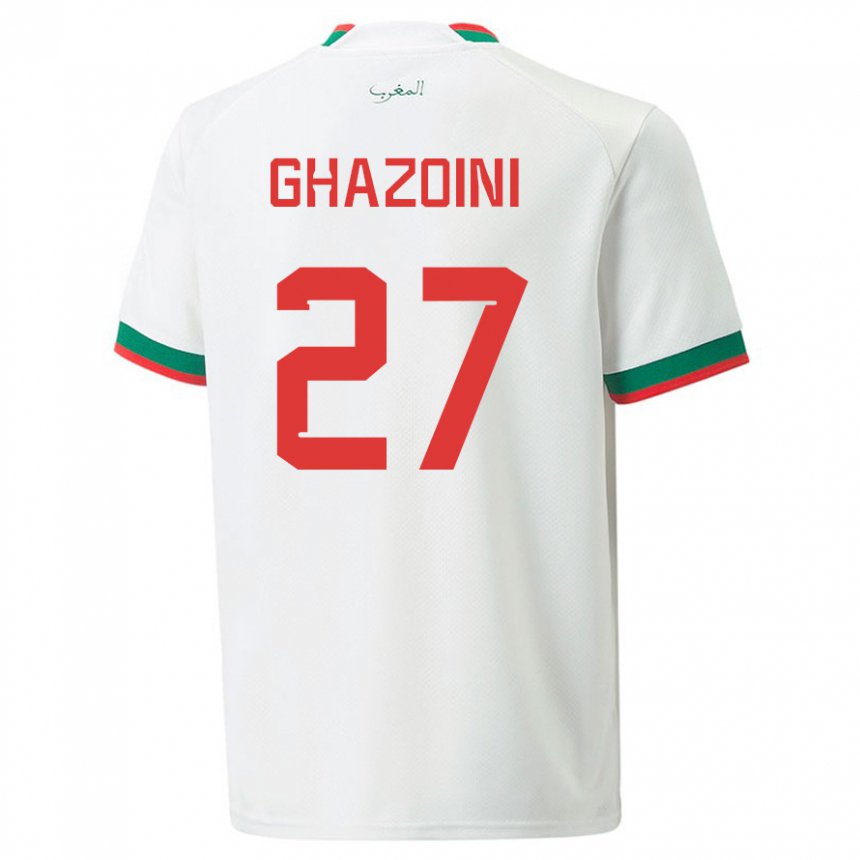 Mujer Camiseta Marruecos Amine Ghazoini #27 Blanco 2ª Equipación 22-24 La Camisa
