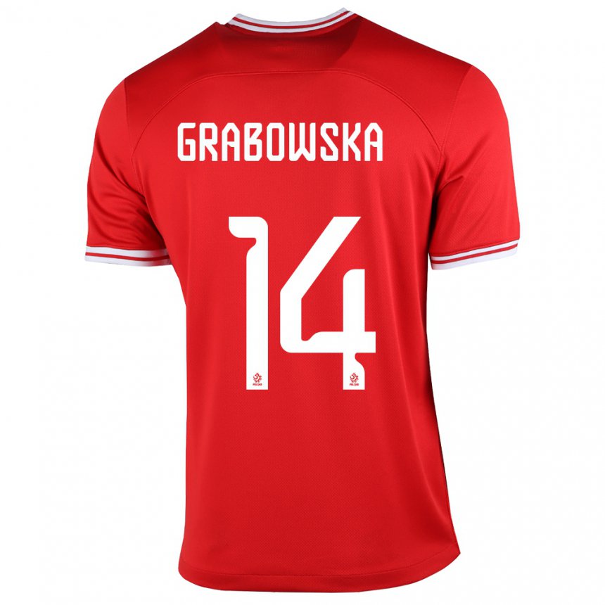 Mujer Camiseta Polonia Dominika Grabowska #14 Rojo 2ª Equipación 22-24 La Camisa
