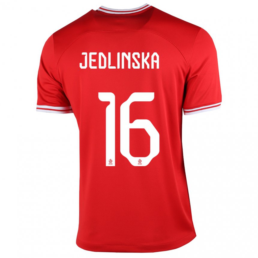 Mujer Camiseta Polonia Klaudia Jedlinska #16 Rojo 2ª Equipación 22-24 La Camisa