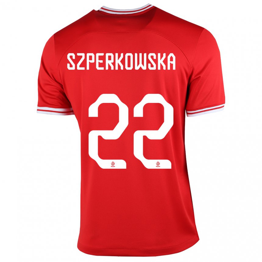 Mujer Camiseta Polonia Oliwia Szperkowska #22 Rojo 2ª Equipación 22-24 La Camisa