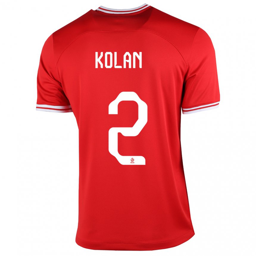 Mujer Camiseta Polonia Jakub Kolan #2 Rojo 2ª Equipación 22-24 La Camisa