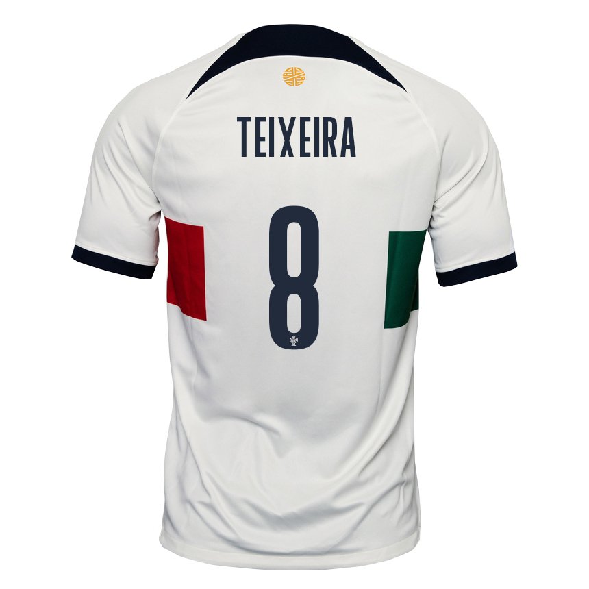 Mujer Camiseta Portugal Joao Teixeira #8 Blanco 2ª Equipación 22-24 La Camisa