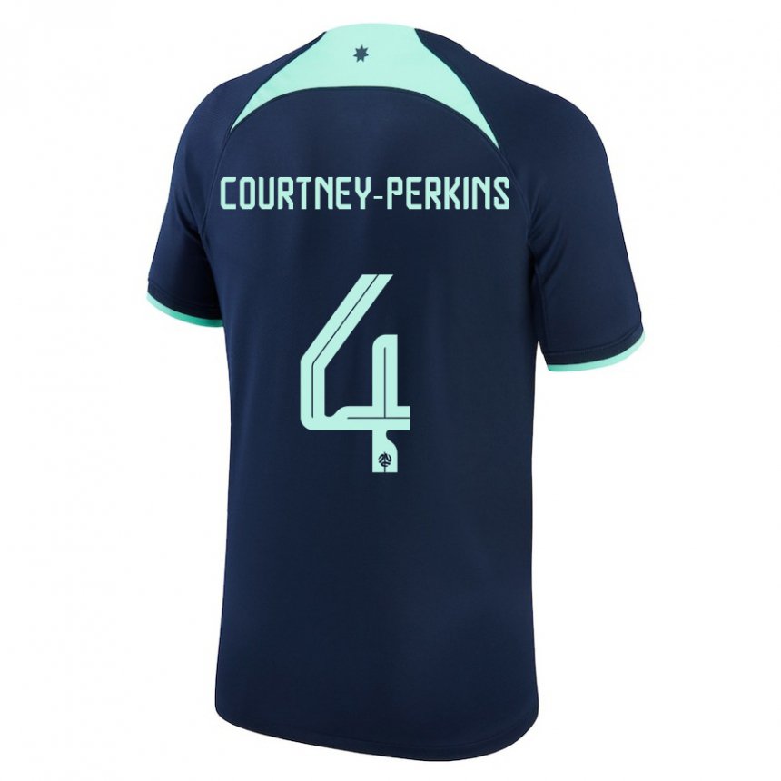 Mujer Camiseta Australia Jordan Courtney Perkins #4 Azul Oscuro 2ª Equipación 22-24 La Camisa