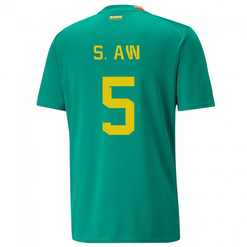 Mujer Camiseta Senegal Souleymane Aw #5 Verde 2ª Equipación 22-24 La Camisa