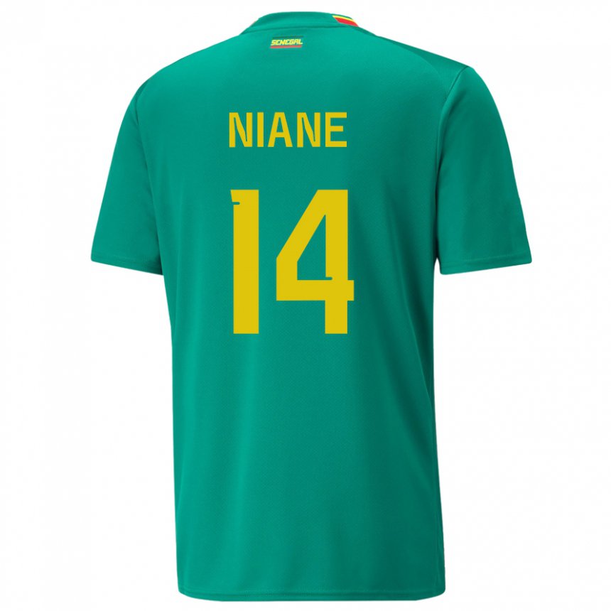 Mujer Camiseta Senegal Ibrahima Niane #14 Verde 2ª Equipación 22-24 La Camisa